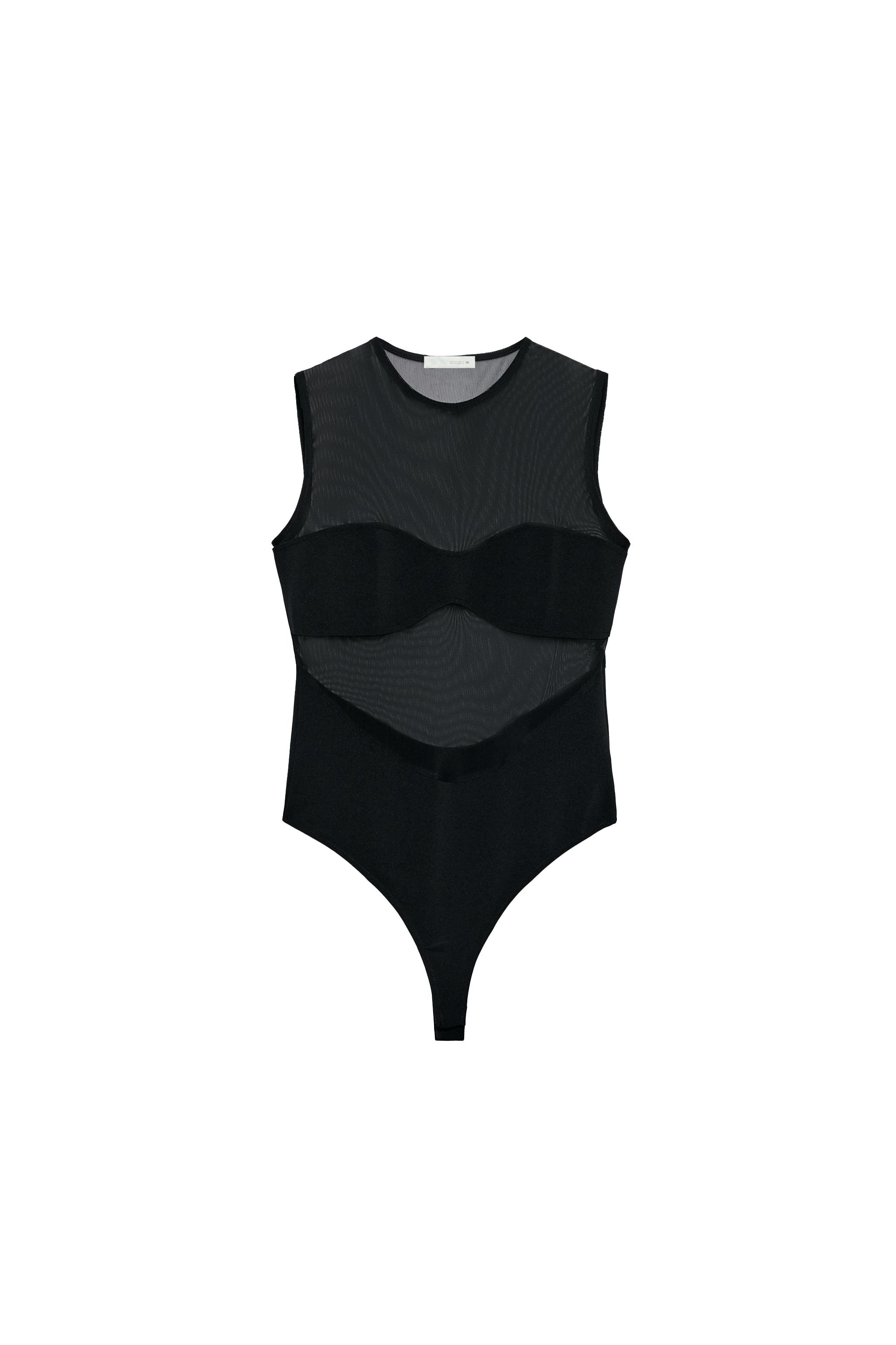 COMBINATION TULLE BODYSUIT - Black | ZARA United States