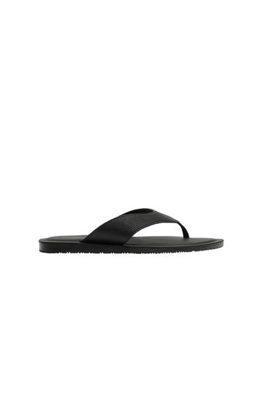 LEATHER STRAPPY SANDALS - Black by Zara