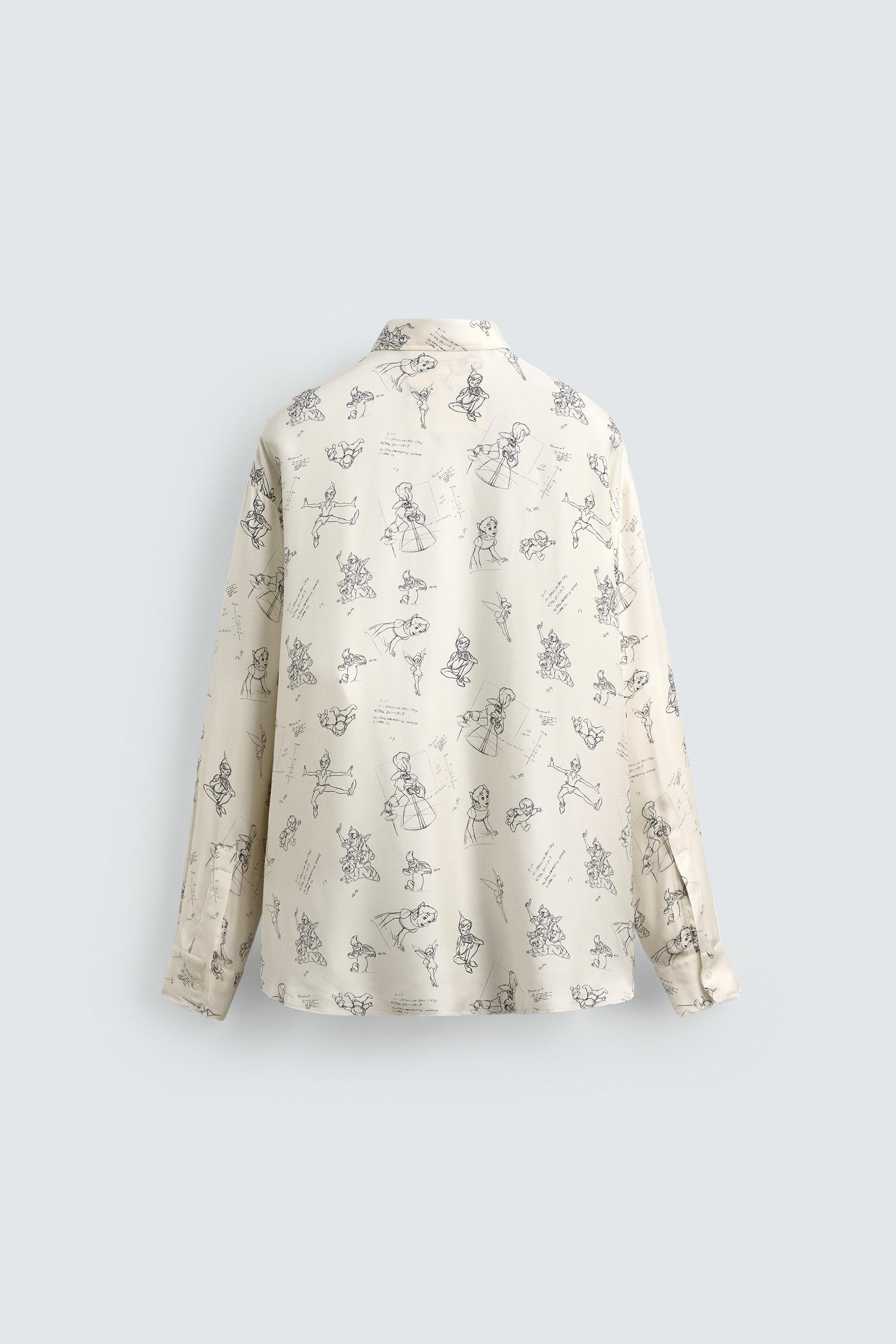 PETER PAN CHARACTERS SILK-VISCOSE SHIRT HARRY LAMBERT FOR ZARA