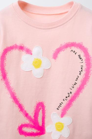 T-SHIRT IMPRIMÉ - Rose clair de Zara - Image 2