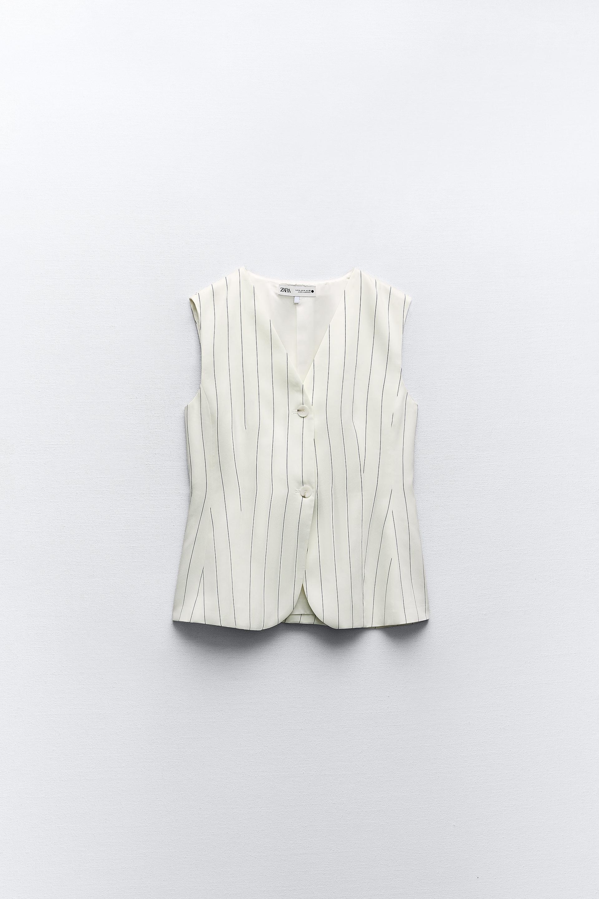 ZW COLLECTION STRIPED WAISTCOAT - Oyster-white
