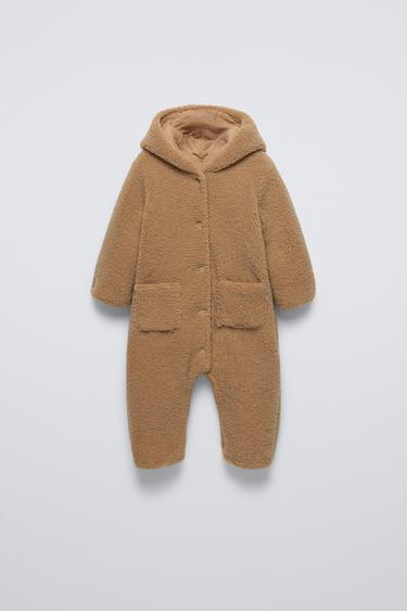 FAUX SHEARLING ONE-PIECE SUIT - camel by Zara - Image 0