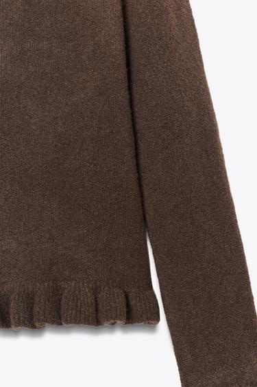 PULL EN MAILLE À VOLANTS - Marron de Zara - Image 5