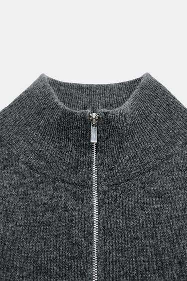 PULL 100 % LAINE À ZIP - Gris moyen de Zara - Image 7