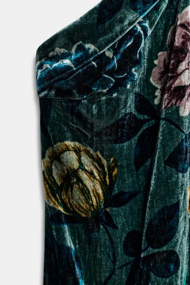 ROBE EN VELOURS ET FRANGES - Vert foncé de Zara - Image 7