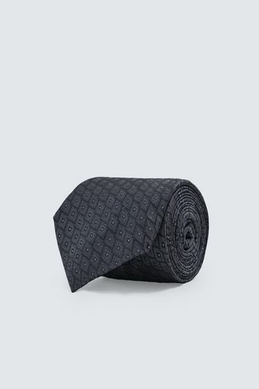 ZETAZKO JACQUARD GORBATA GEOMETRIKOA - Urdin iluna, Zara-rena