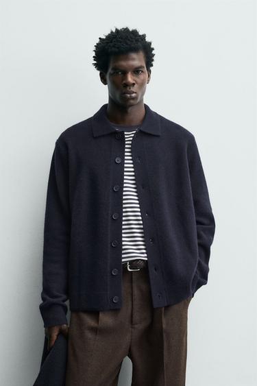 100% WOOL CARDIGAN - Navy blue by Zara