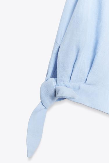 RAMIE SHIRT WITH SHORT SLEEVES AND TIES - Light blue by Zara - Image 6