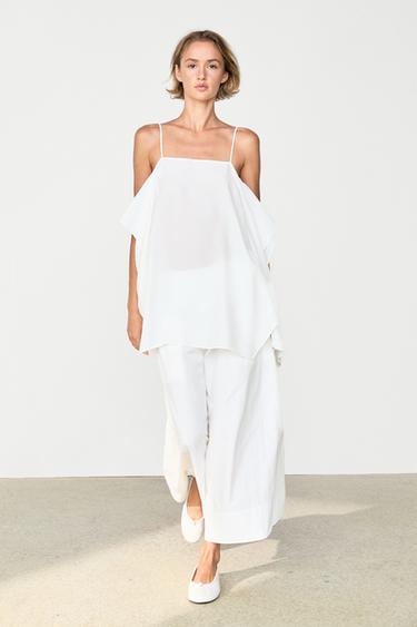 Zara Flowing spaghetti strap top - White - Image 0