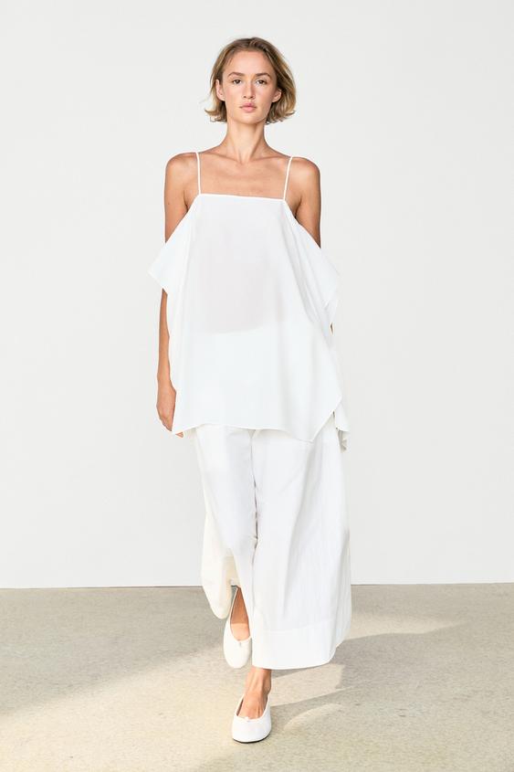 Zara Flowing spaghetti strap top - White - Image 0