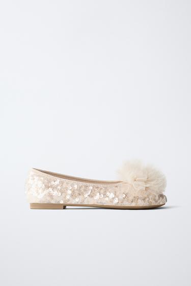 FLATS LENTEJUELAS POMPÓN - Blanco Crudo de Zara