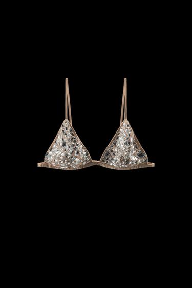 Zara JEWEL TRIANGLE BRA - Beige - Image 0