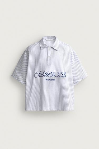 STRIPED EMBROIDERED RELAXED FIT POLO SHIRT - striped by Zara