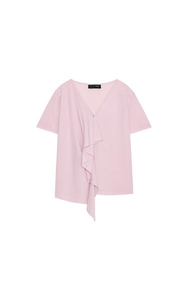 KNIT TOP WITH RUFFLES - Pale pink by Zara