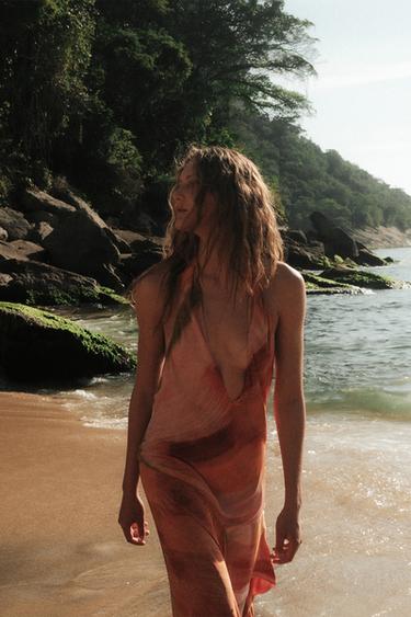 LONG PRINTED DRESS - Oranges by Zara