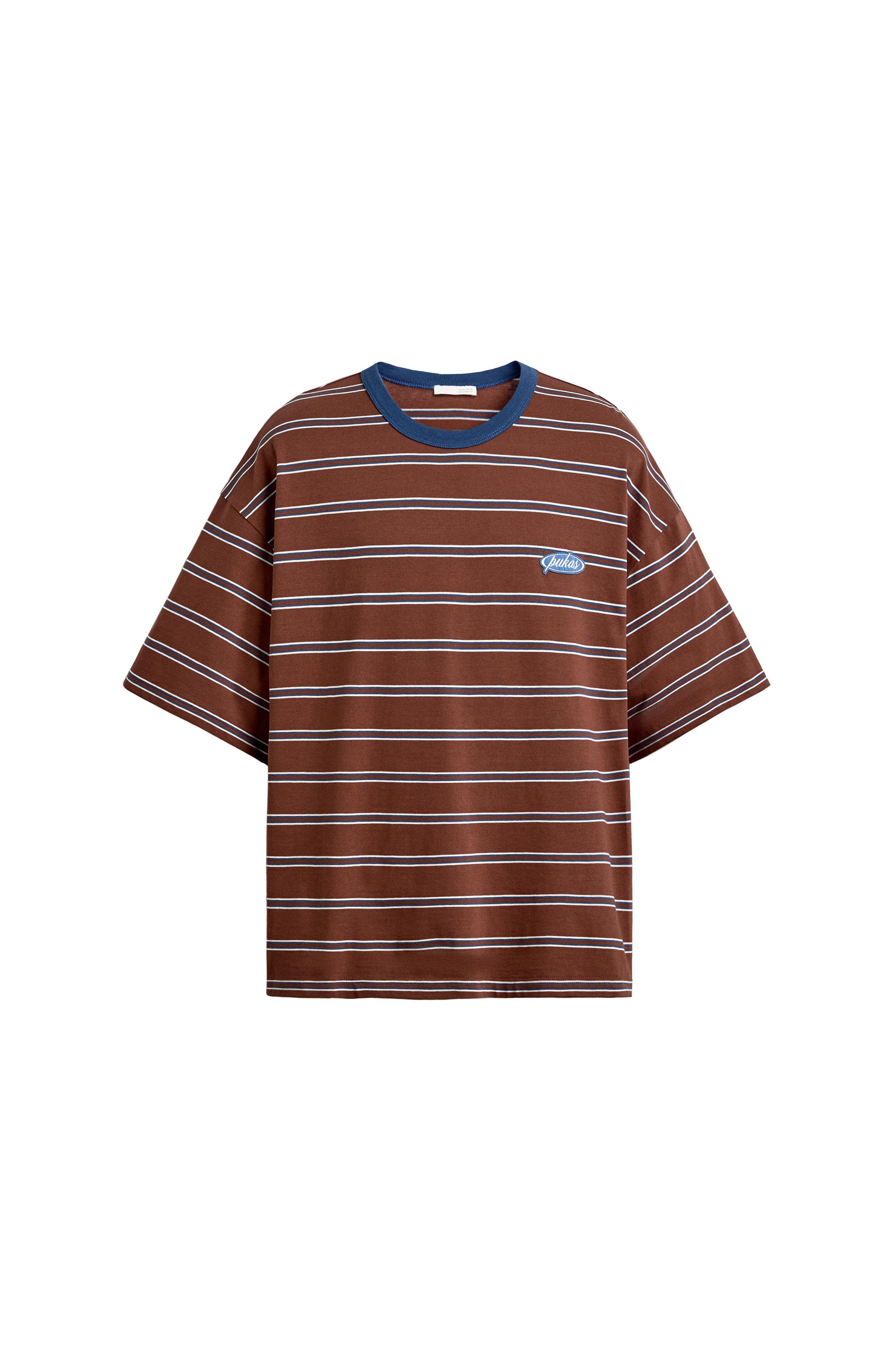 PUKAS SURF X ZARA STRIPED JACQUARD T-SHIRT - Brown Stripes | ZARA
