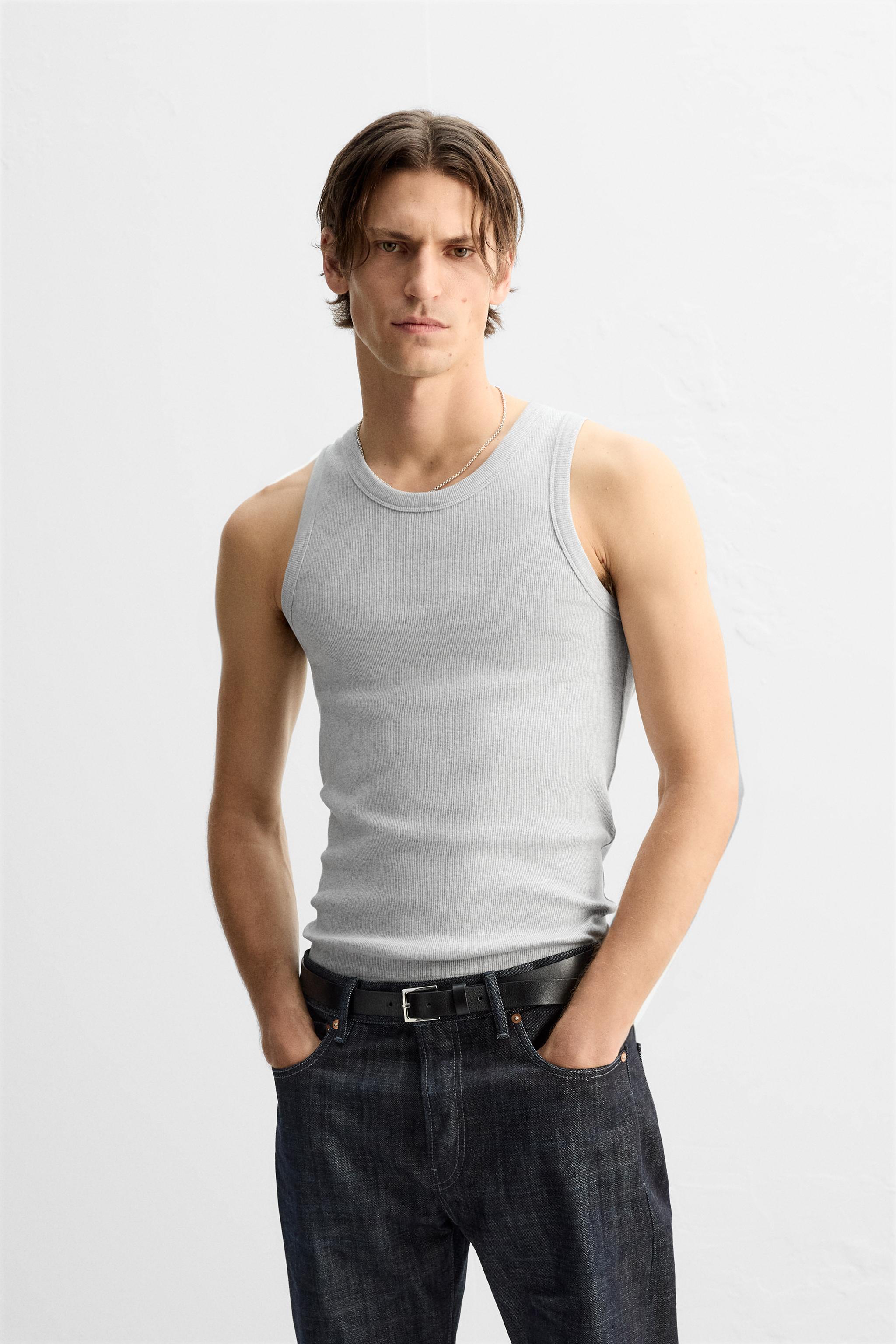 CAMISETA TANK RIB Gris vigore ZARA Chile