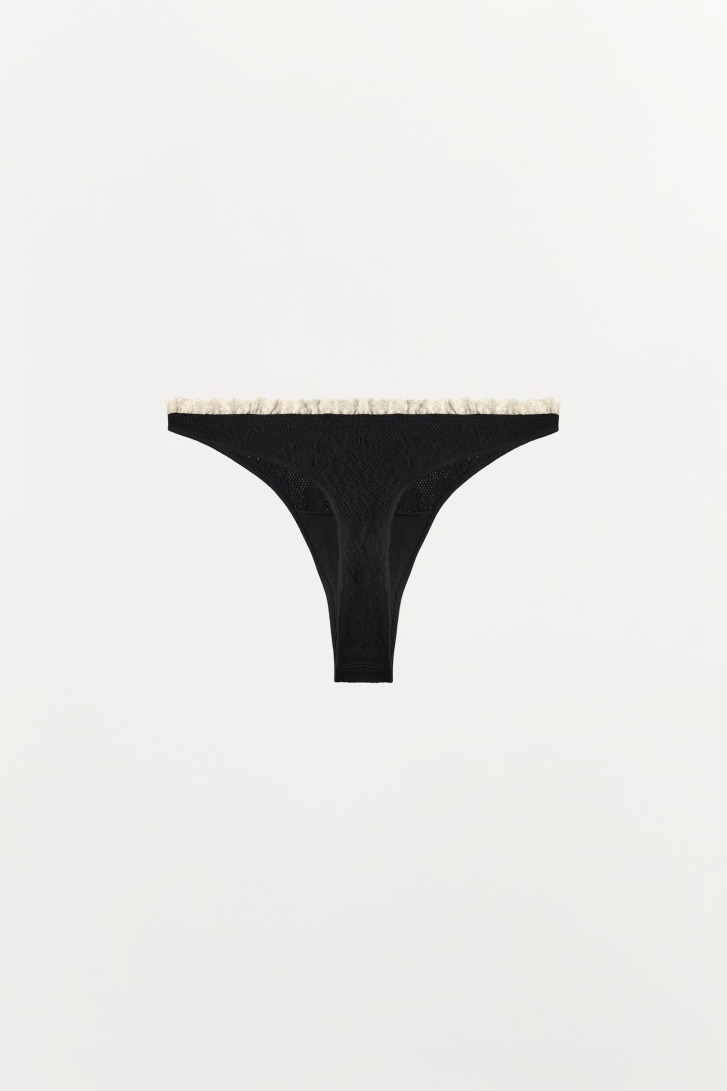 Трусы-стринги, без швов, кружево — Zara, цвет: Чёрный — фото 7