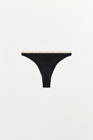 TANGA SEAMLESS DENTELLE - Noir de Zara - Image 6