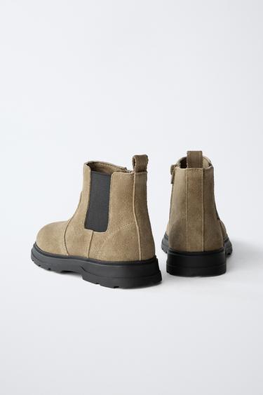 SPLIT SUEDE LEATHER BOOTS - Mink Grey by Zara - Image 4