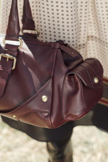 EXTENDED LEATHER BAG LIMITED EDITION - Burgundy Red by Zara - Image 2