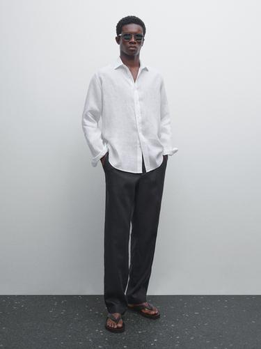 Zara 100% linen regular fit shirt - White - Image 0