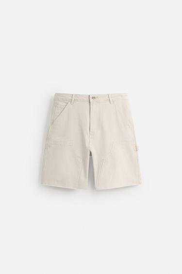 Zara CARPENTER POCKET SHORTS - Stone