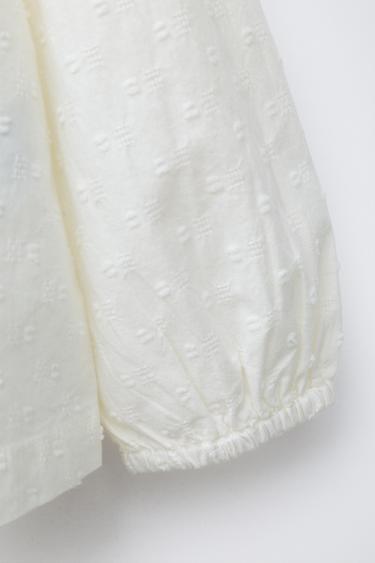 CHEMISE COL CLAUDINE BRODÉE - Écru de Zara - Image 3