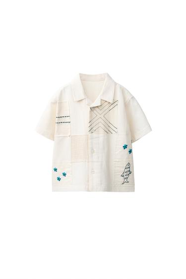 SRAJCA Z LANENIMI NAŠITKI - Ekru barva od Zare