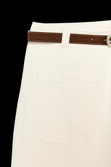 JEANS Z1975 CULOTTE MIT HOHEM BUND UND GÜRTEL - Cremefarben von Zara