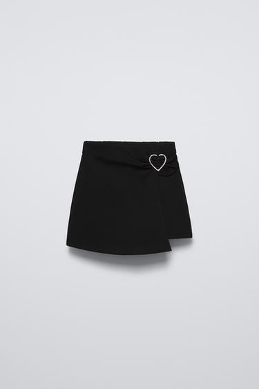 FALDA BERMUDA CORAZÓN - Negro de Zara