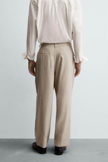 FLOWING PLEATED TROUSERS - Light beige by Zara - Image 2