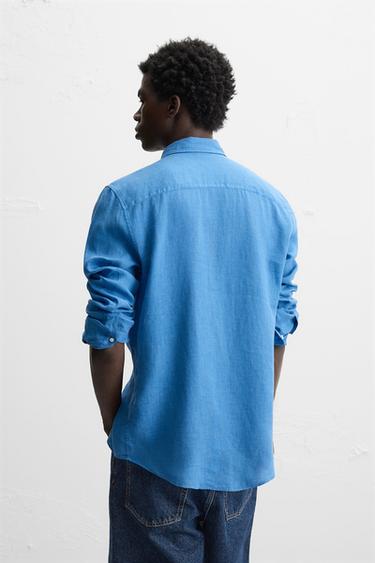 100% LINEN SHIRT - Light indigo by Zara - Image 2