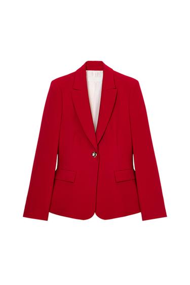 FITTED BLAZER WITH SHOULDER PADS - Red by Zara