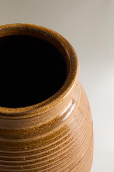STRIPED VASE - Ochre by Zara - Image 2