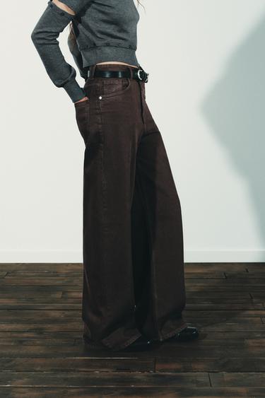 JEAN TRF EXTRA WIDE LEG TAILLE HAUTE - Marron de Zara - Image 4