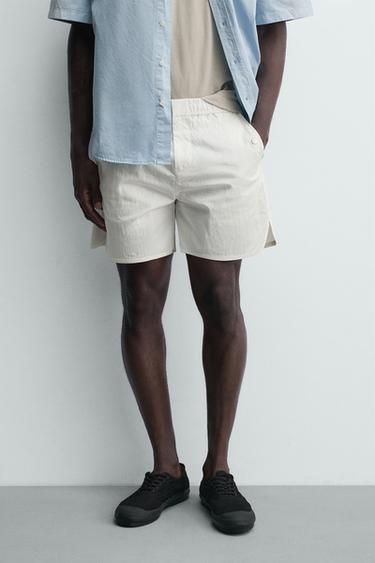TECHNICAL PIPING BERMUDA SHORTS - Oyster-white by Zara