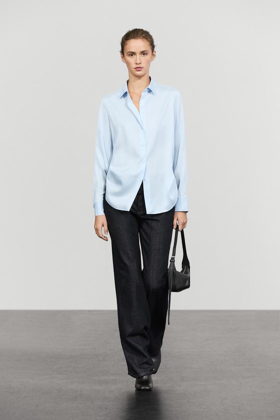 Zara Fluid lyocell shirt - Sky blue - Image 0