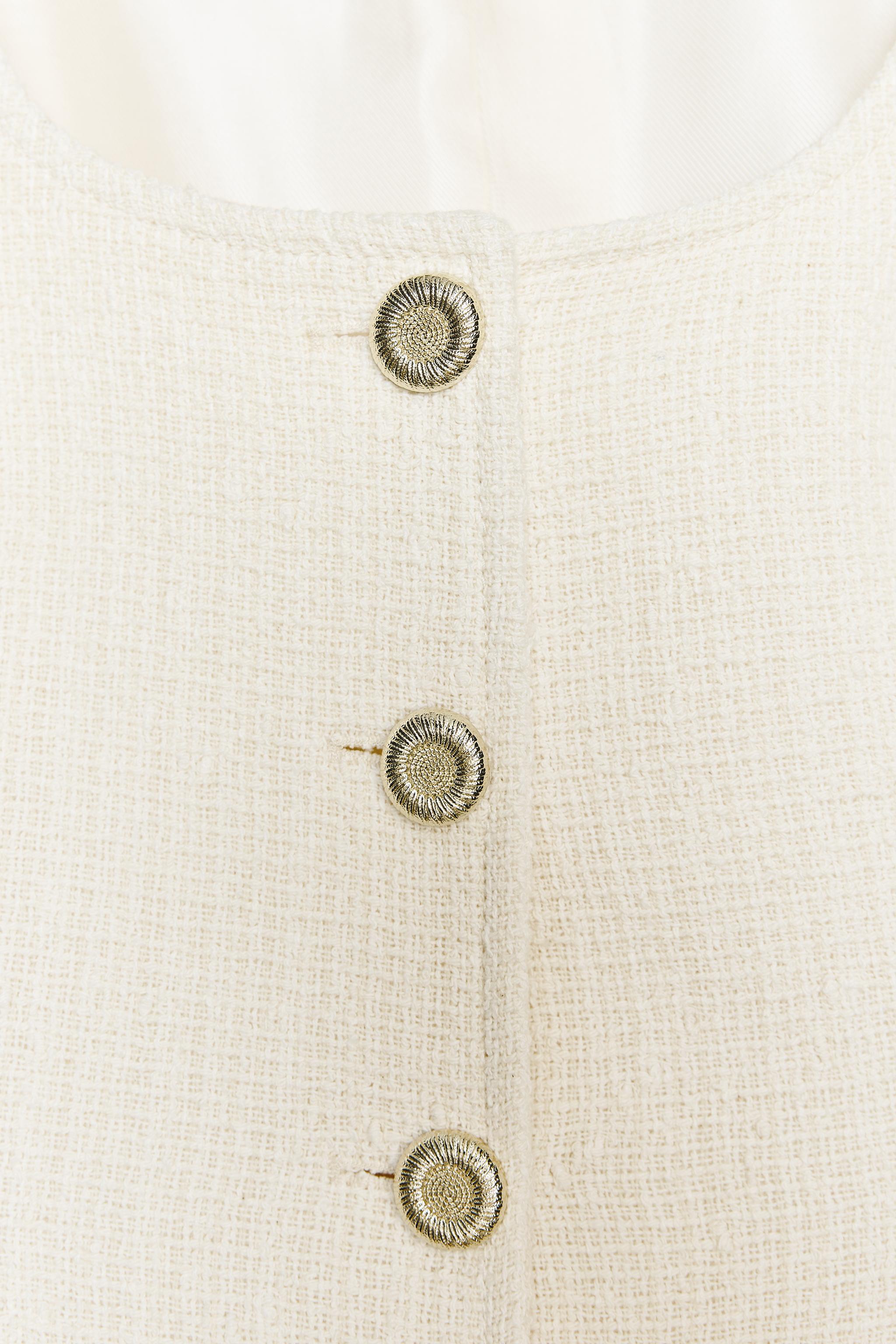 美品✨️ZARA テクスチャーラウンドネックブレザー エクリュ テクスチャー素材ラウンドネックブレザー - エクリュ | ZARA