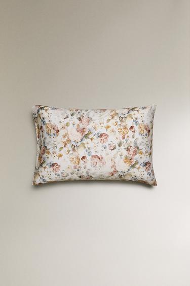 FLORAL SATEEN PILLOWCASE (300 THREAD COUNT) - Oyster-white by Zara - Image 3