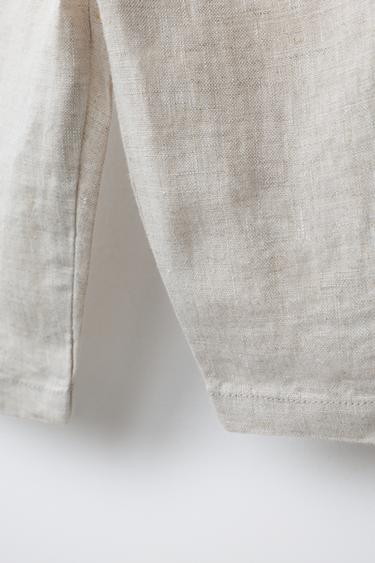 PANTALON BAGGY 100 % LIN - Beige clair de Zara - Image 3