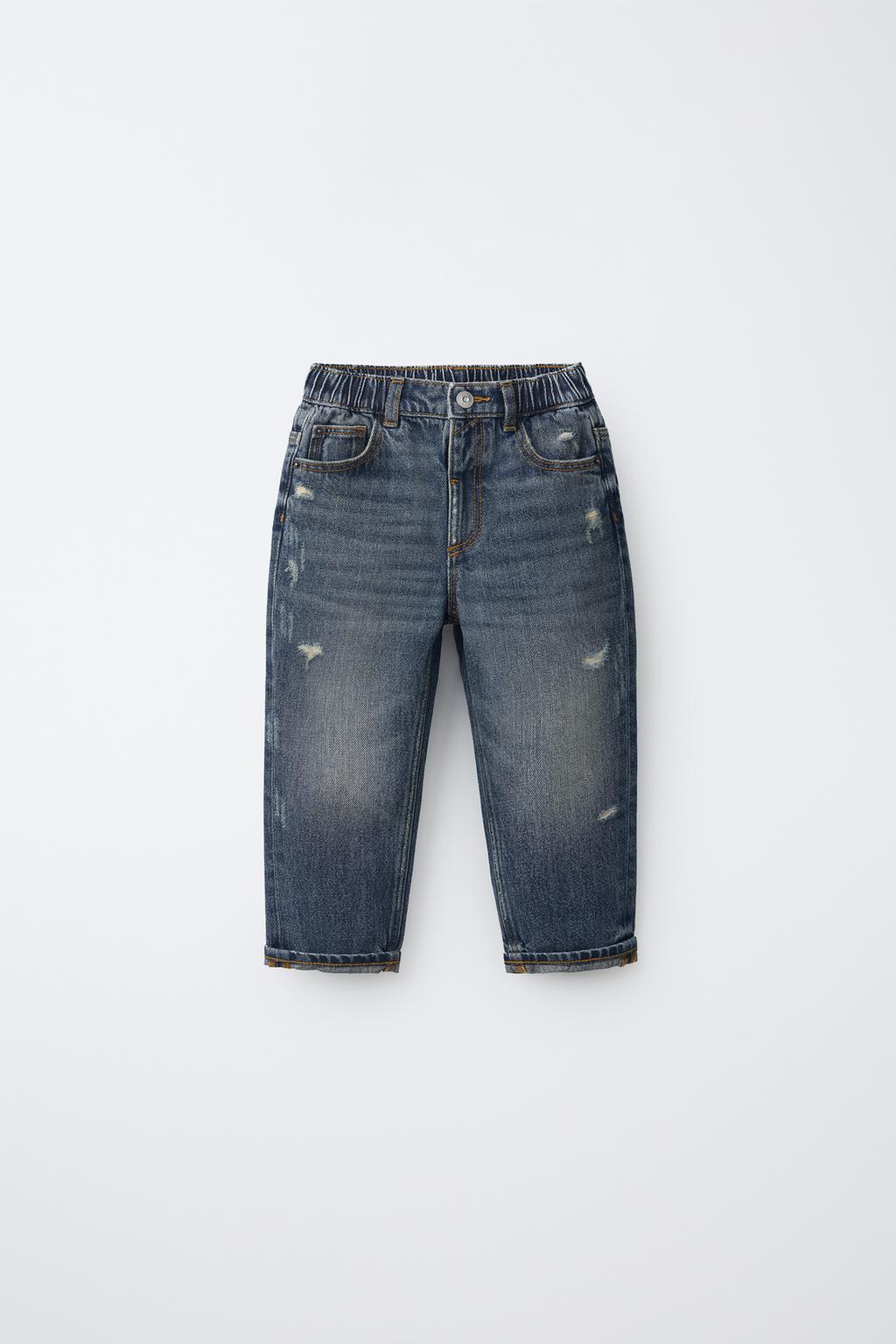 RIPPED STRAIGHT-LEG JEANS