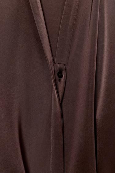 SATIN BLOUSE WITH BELT - Chocolate brown by Zara - Image 6
