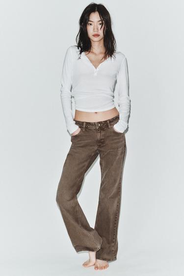 Zara TRF BOOTCUT LOW RISE JEANS - Brown