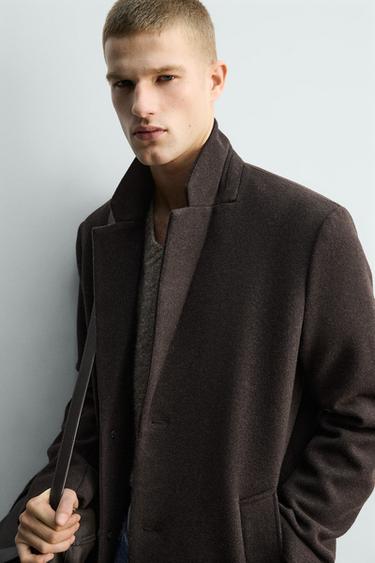 MANTEAU REGULAR FIT AVEC LAINE - Marron de Zara - Image 5