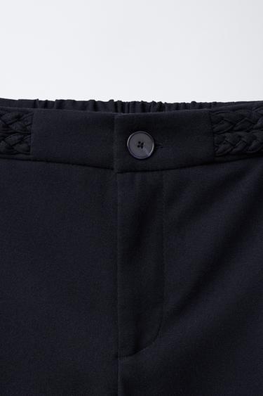 WIDE-LEG TROUSERS WITH BRAIDED DETAIL - Navy blue by Zara - Image 2