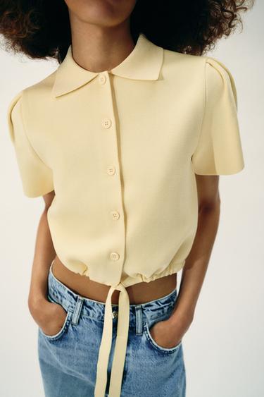 CARDIGAN WITH TIE - Yellow by Zara