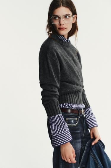 PULL EN MAILLE CÔTELÉE - Gris chiné de Zara - Image 3