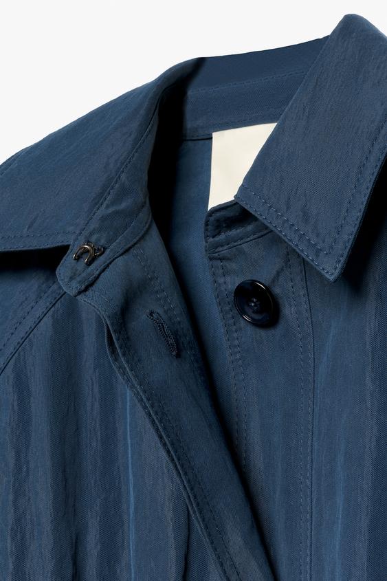 MANTEAU EFFET FROISSÉ CEINTURE ZW COLLECTION - Bleu de Zara - Image 3