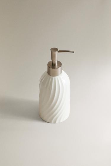 CERAMIC SOAP DISPENSER WITH RAISED DESIGN - White by Zara - Image 1